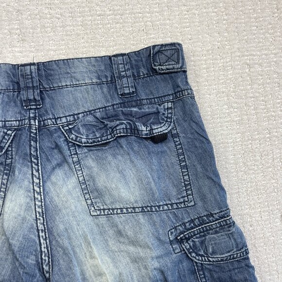 Y2K Projek Raw Cargo Shorts Men’s Sz 30 Light Wash Denim Jeans Punk Streetwear - Picture 14 of 15